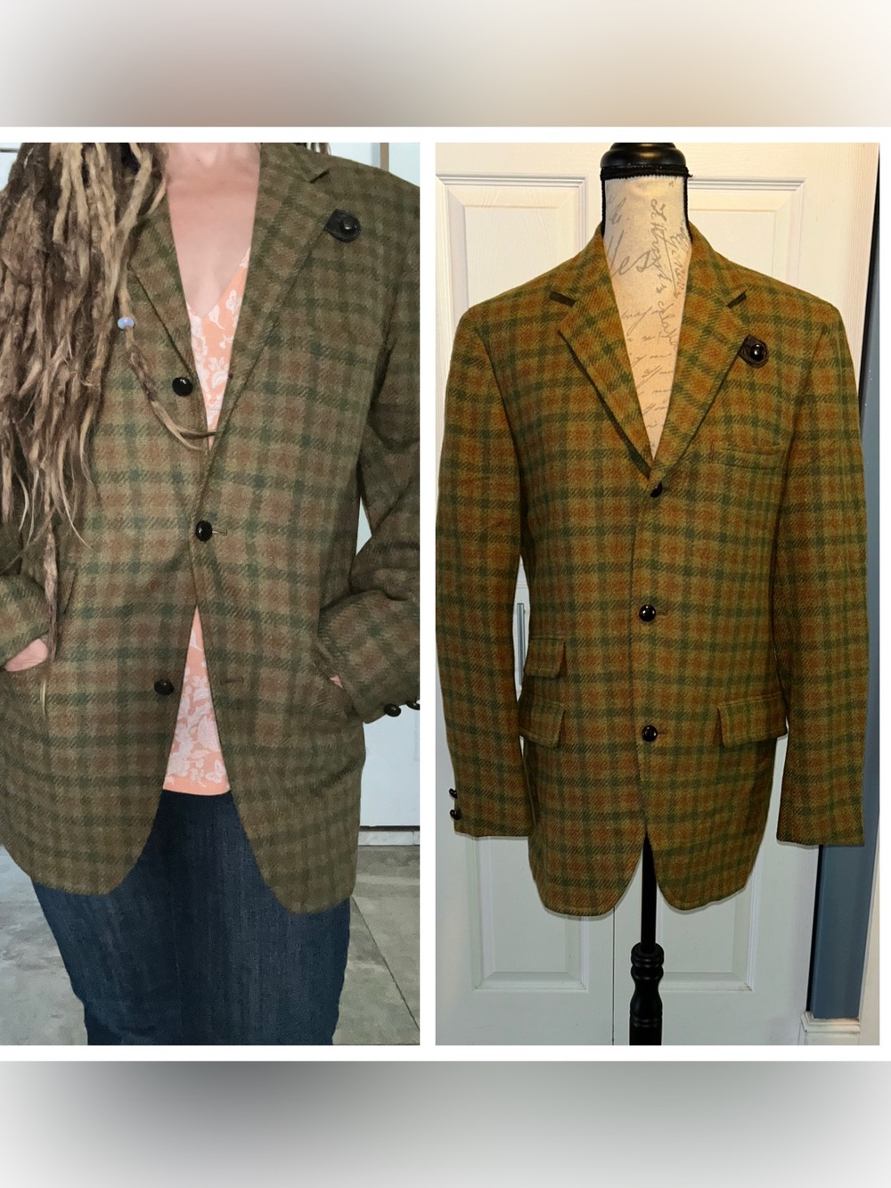Vintage Fox Hunting Style Plaid Union Made Blazer Jacket Unisex Style by Gimbels